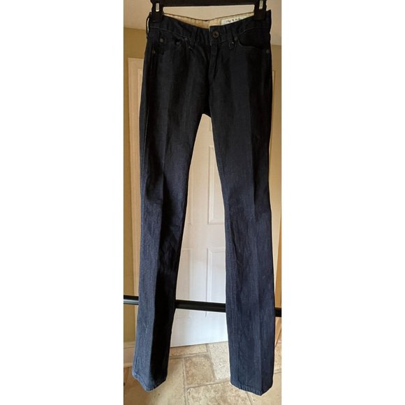 Womens RAG & BONE Handmade in USA Skinny Fit Straight Leg Blue Jeans Stretch 24 - Picture 1 of 6